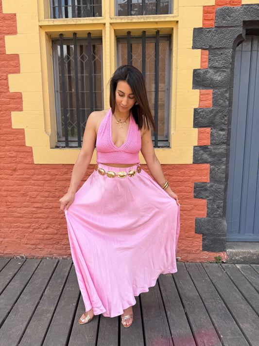 JUPE SATINÉE ROSE QUARTZ